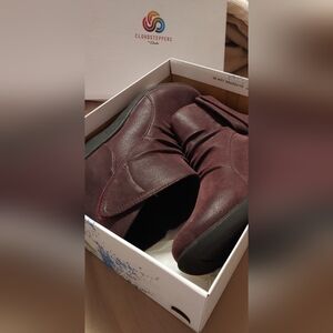 Cloudsteppers by Clarks Burgundy Slip-On Ankle Shoes